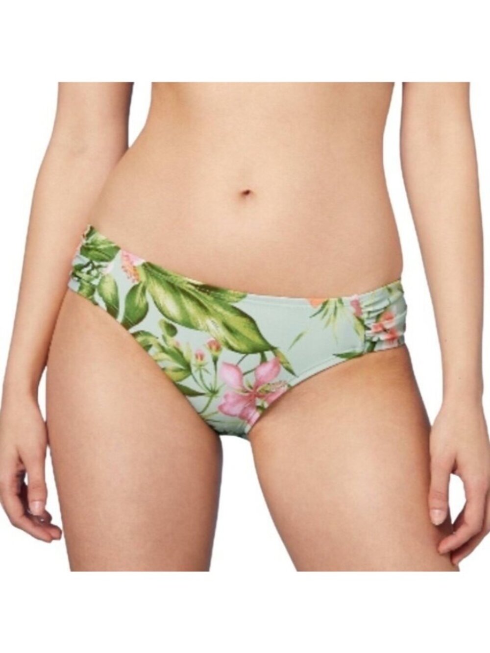 NWT Kona Sol Tropical Floral Bikini Bottom Side Shirred Medium Coverage XL Resor
